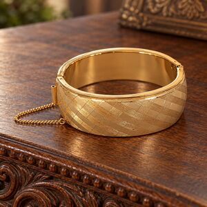 Vintage 1960s Bracelet Gold Filled Shell Basket Weave Mixed Construction – 15M